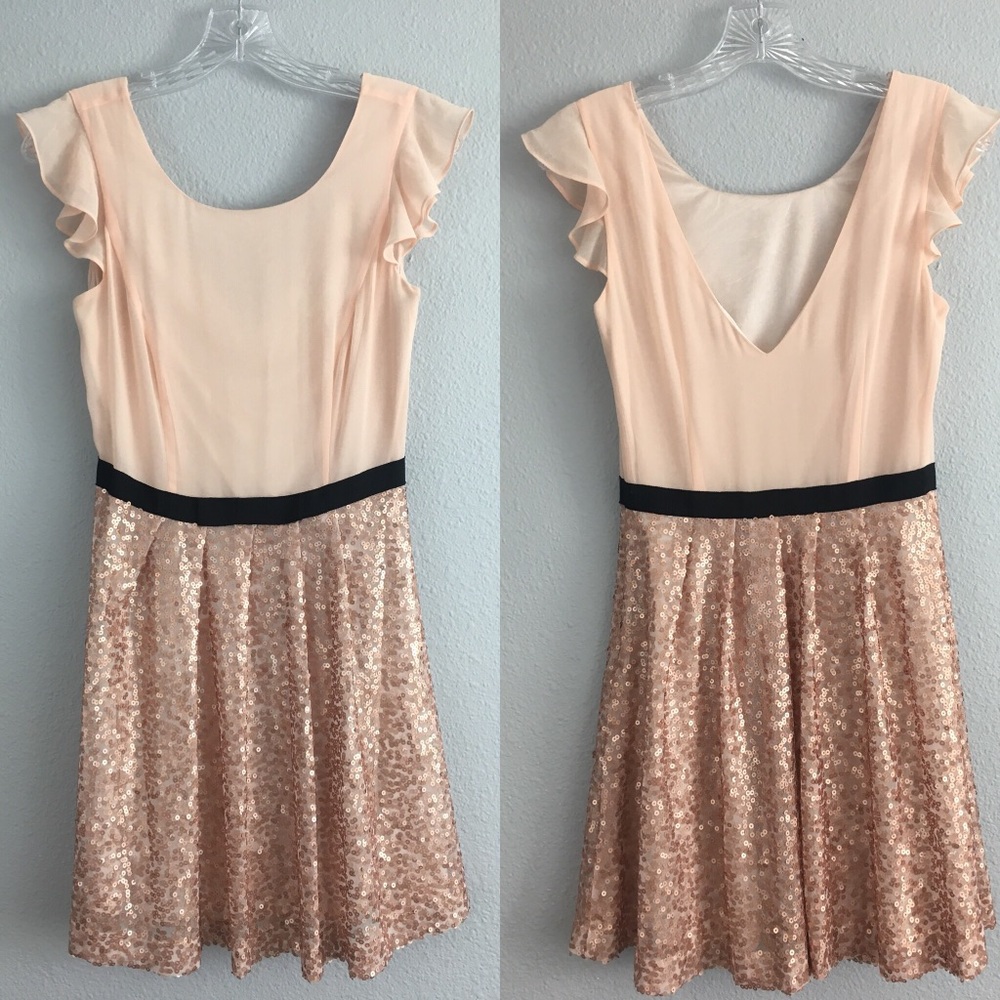 Forever 21 Blush Pink Sequin Skater Dress Small